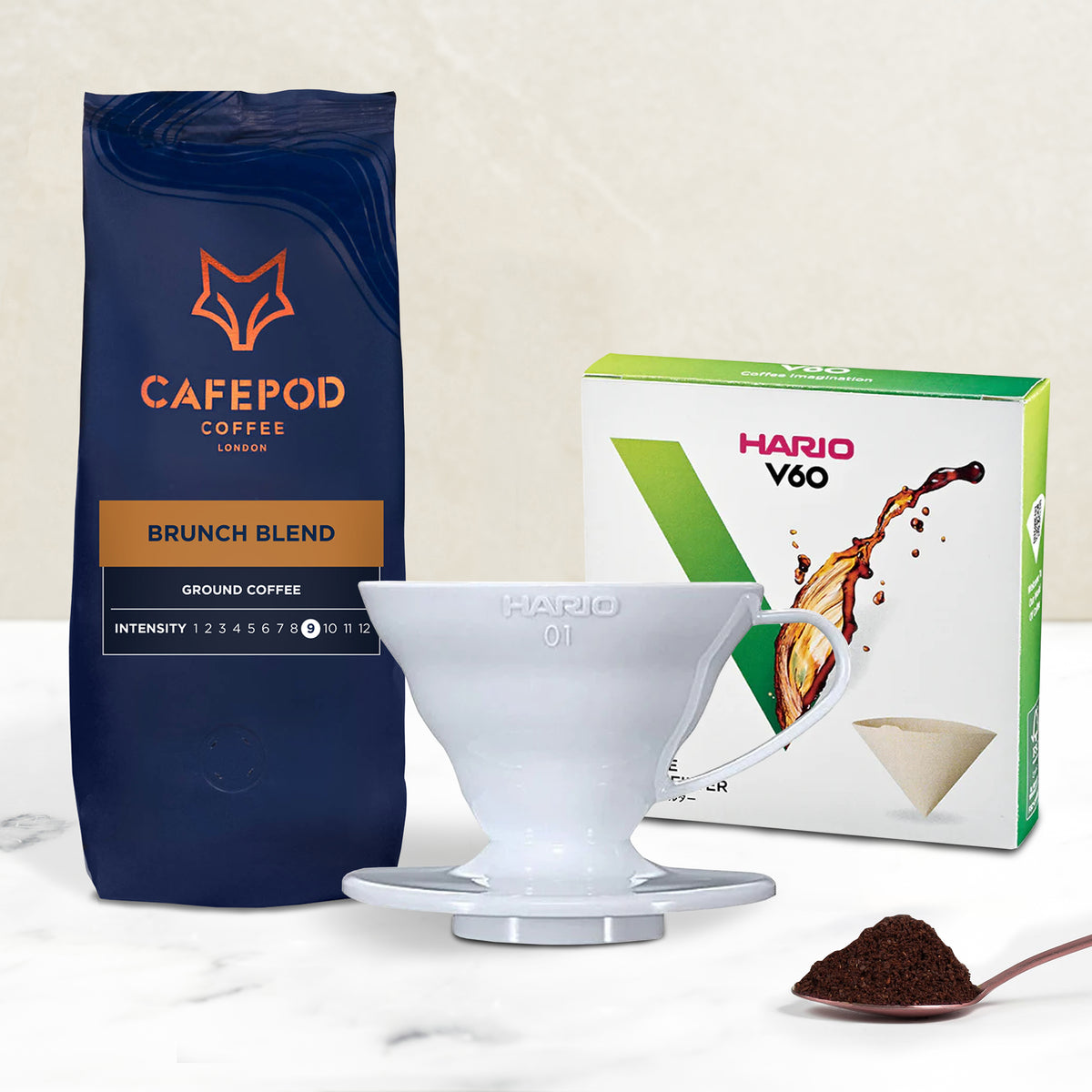 V60 Coffee Dripper &amp; Ground Coffee Trial Kit